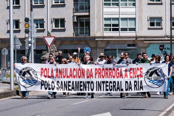 Pontevedra Spanien Juni 2019 Umweltdemonstration Gegen Eine Konditorei Ufer Der — Stockfoto