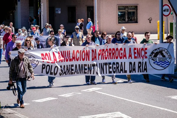 Pontevedra Spanien Juni 2019 Umweltdemonstration Gegen Eine Konditorei Ufer Der — Stockfoto