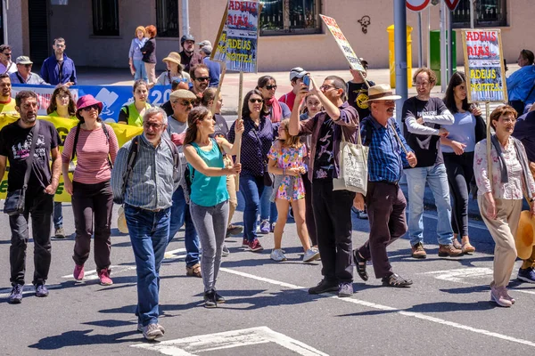Pontevedra Spanje Juni 2019 Ecologische Demonstratie Tegen Een Banketbakkerij Aan — Stockfoto