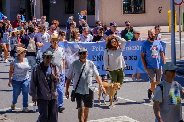 Pontevedra Spanien Juni 2019 Umweltdemonstration Gegen Eine Konditorei Ufer Der — Stockfoto