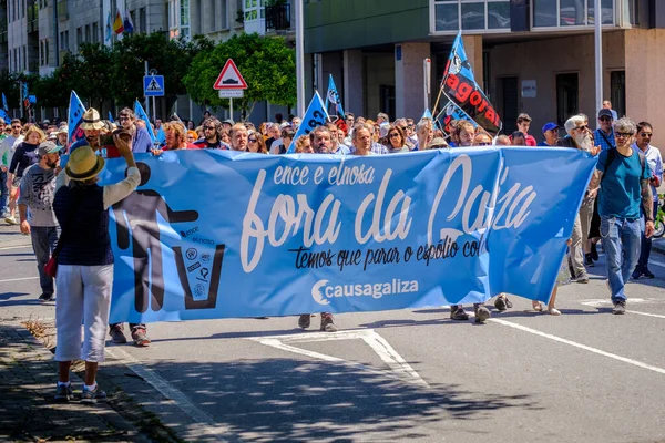 Pontevedra Spanje Juni 2019 Ecologische Demonstratie Tegen Een Banketbakkerij Aan — Stockfoto