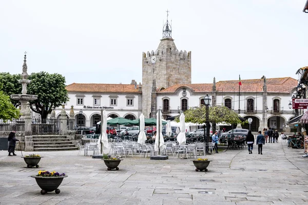 Caminha Portugal May 2018 Main Square Village Numerous Terraces Restaurants — 图库照片