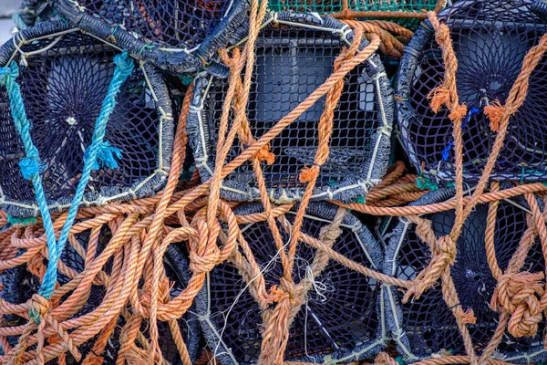 传统捕鱼业使用的渔具 渔网和渔绳详情 — 图库照片