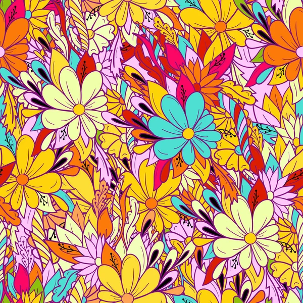 Varratmentes háttérben színes virágmintás százszorszépek. — Stock Vector