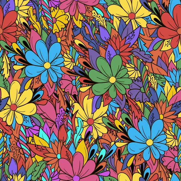 데이지와 원활한 배경 화려한 꽃 패턴. — 스톡 벡터