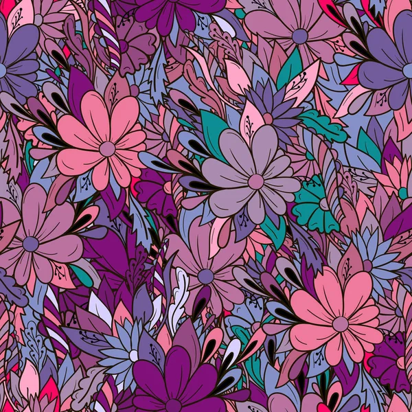 无缝背景五颜六色的花图案与雏菊. — 图库矢量图片