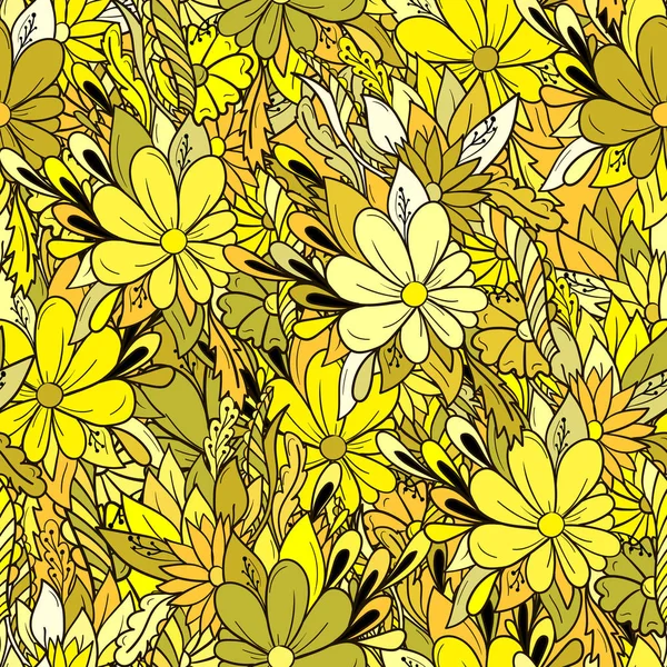 데이지와 원활한 배경 화려한 꽃 패턴. — 스톡 벡터