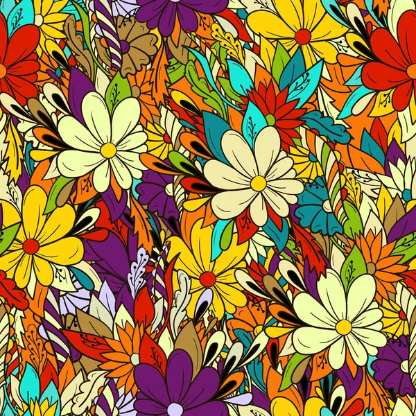 Fundo sem costura padrão floral colorido com margaridas . —  Vetores de Stock