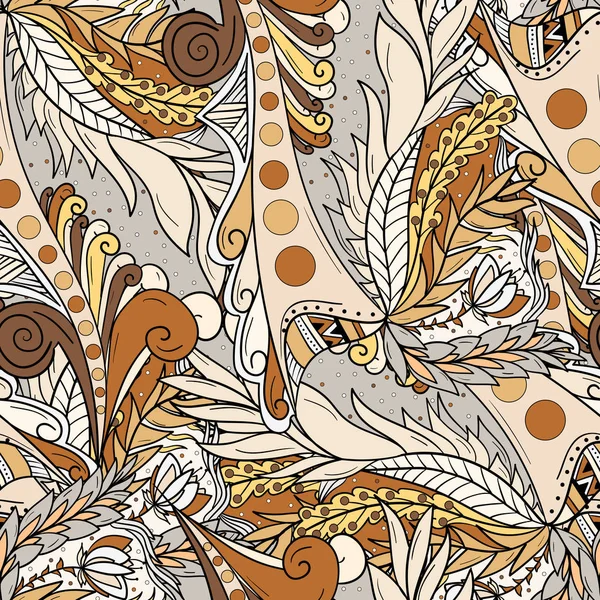Seamless background patterns with abstract waves and leaves