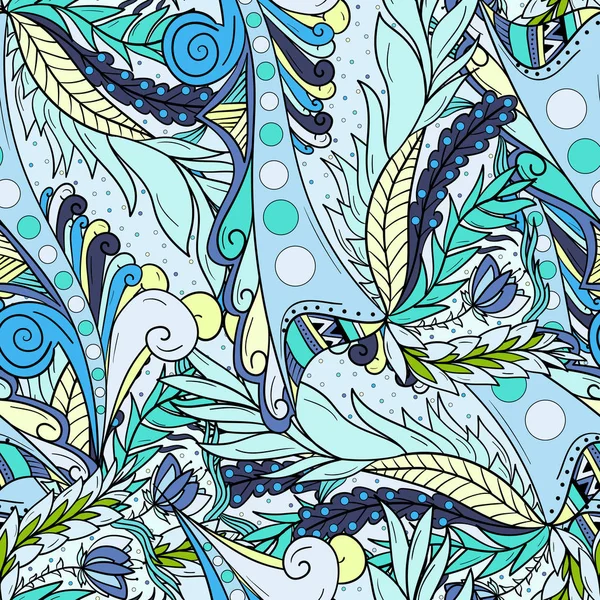 Seamless background patterns with abstract waves and leaves