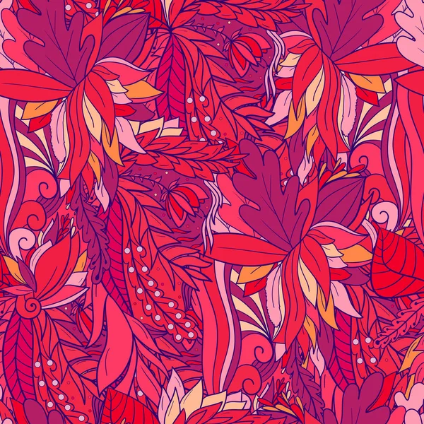 Nahtloses Muster mit abstrakten Blättern und Blüten — Stockvektor