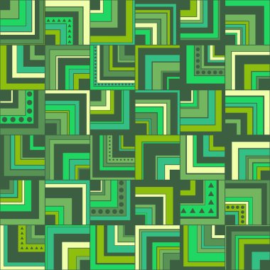 Kesintisiz geometrik desen arka plan kareler, daireler ve üçgenler ile