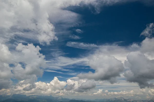 View Fluffy Clouds Vivid Blue Sky Cloudscape — Stock Photo, Image