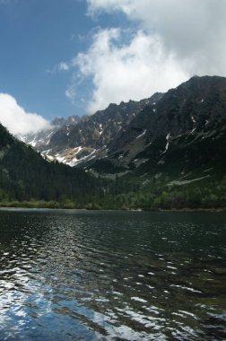 göl ve rocky Dağları doğal görünümünü bulutlu gökyüzü altında