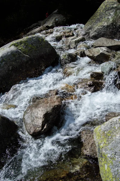 Vista Dell Acqua Che Scorre Fiume Roccioso Montuoso — Foto Stock