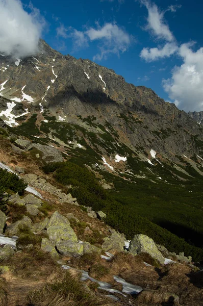 Snowcapped Hegyvidéki Táj Felhős — Stock Fotó