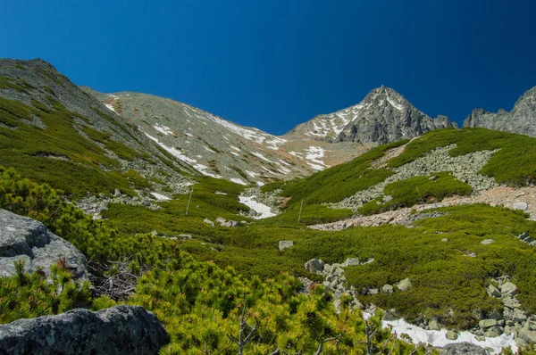 Bergige Landschaft Mit Blauem Himmel Bei Strahlendem Sonnenlicht — Stockfoto