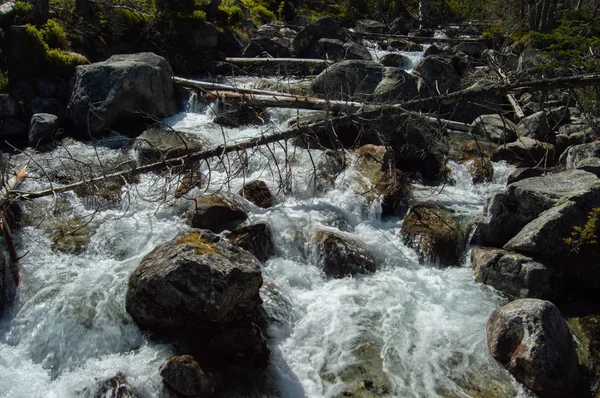 Вид Воду Тече Скелястій Гірській Річці — стокове фото