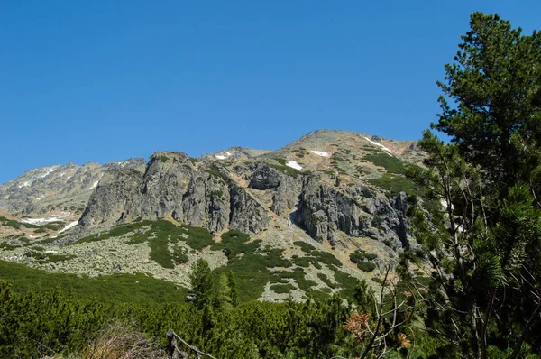 Vista Panorâmica Das Montanhas Com Vegetação Exuberante Céu Azul — Fotografia de Stock