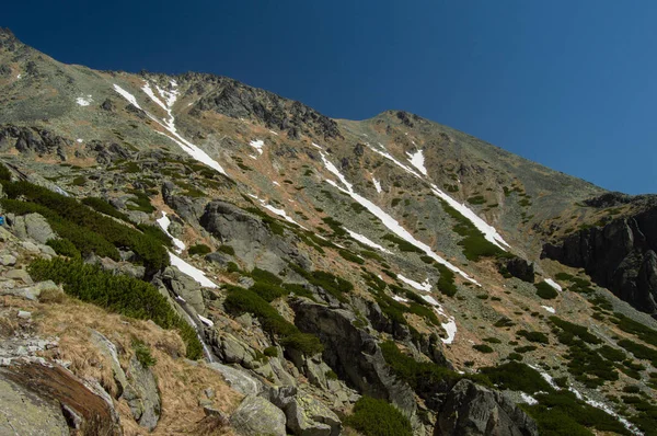 Vista Panorâmica Das Montanhas Com Vegetação Exuberante Céu Azul — Fotografia de Stock