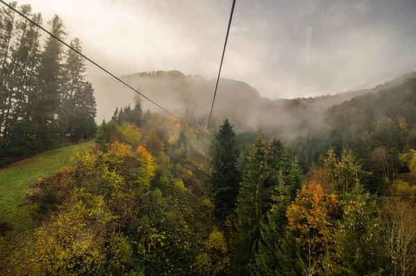 Teleferik ormandan dağ manzarası