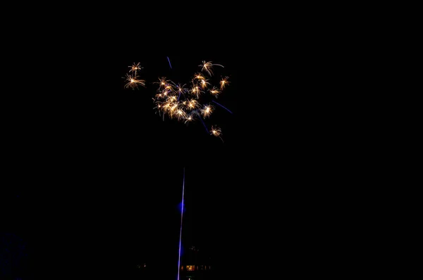 Minimalistic Shot Moving Firework Lights Night Sky — Stock Photo, Image