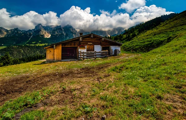 Horská Farma Rakouských Alpách — Stock fotografie