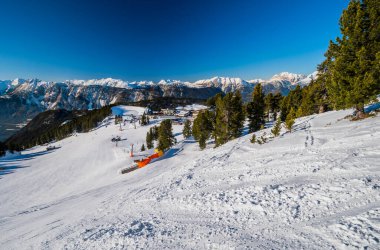 Oetztal 'daki Acherkogel Dağı' nda kayak pisti.