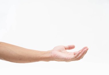 Beyaz arka plan asyalı adam el kolu