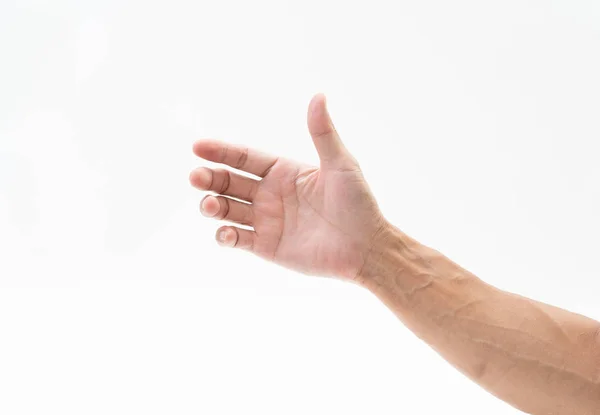 Homem mão braço no fundo branco — Fotografia de Stock
