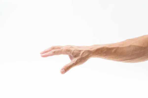 Brazo de mano hombre sobre fondo blanco — Foto de Stock