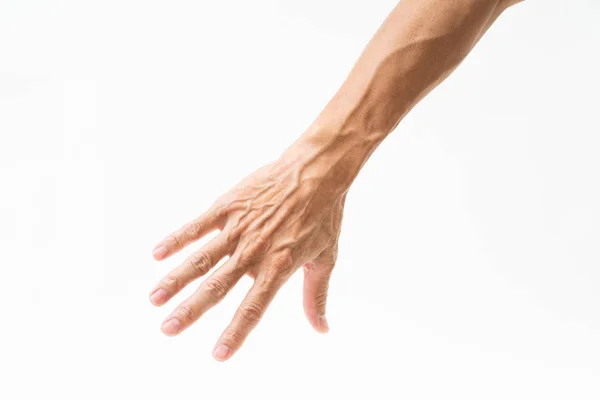 Asiatische Mann Hand Arm auf weißem Hintergrund — Stockfoto