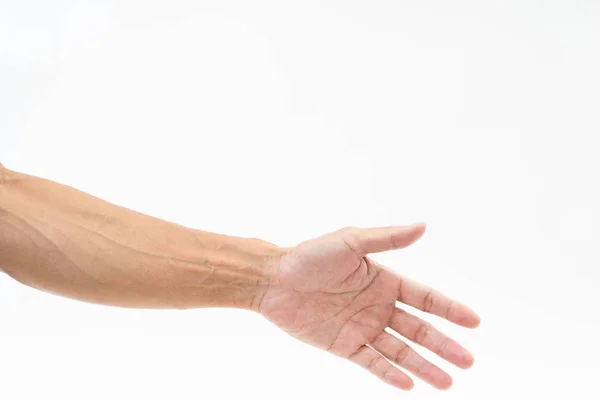 Asiatico uomo mano braccio su sfondo bianco — Foto Stock