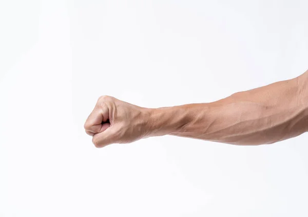 Mann Hand Schlag auf weißem Hintergrund — Stockfoto