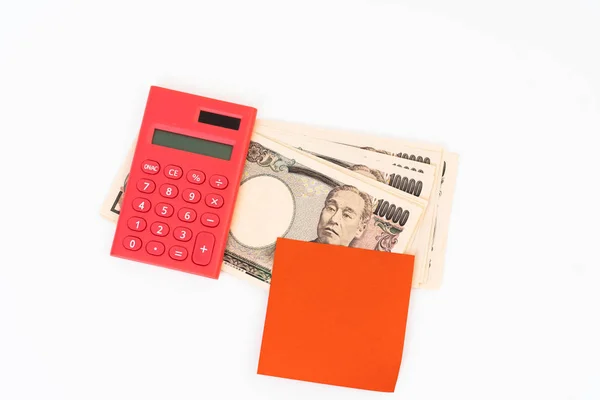 Zehntausend-Yen-Schein mit Post-it-Papier — Stockfoto