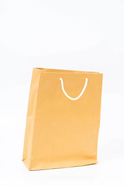Shopping Väska Tillverkad Återvinningspapper Vit Bakgrund — Stockfoto