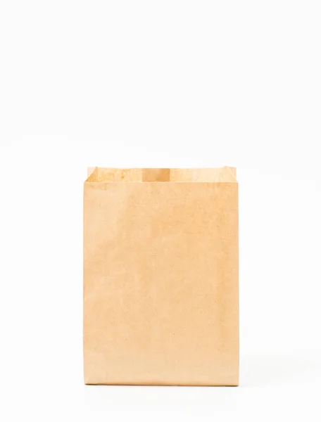 Sac Papier Artisanal Brun Pour Gabarit Emballage Alimentaire Isolé Sur — Photo