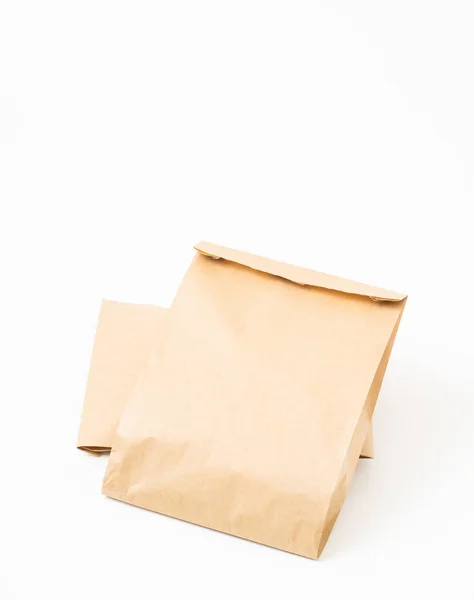 Sac Papier Artisanal Brun Pour Gabarit Emballage Alimentaire Isolé Sur — Photo