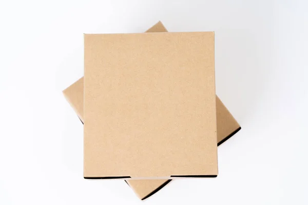 Бумажная Коробка Упаковки Еды Картон Белом Фоне — стоковое фото