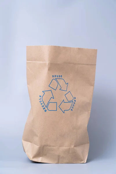 Recycle Brown Paper Bag Gray Background — Stock Photo, Image