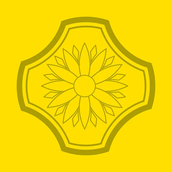 Logo de fleur sur fond jaune, emblème de fleur — Image vectorielle