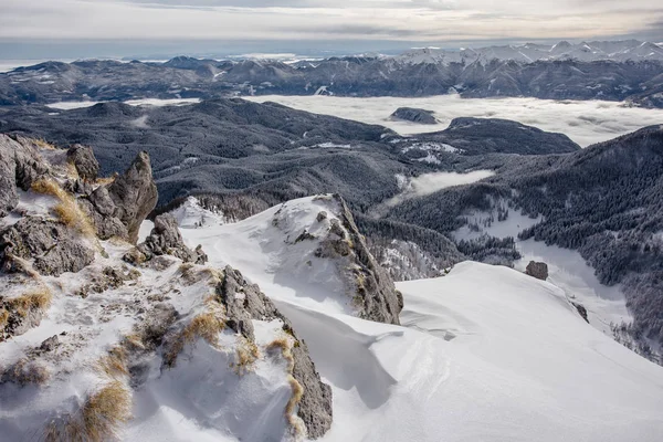 Snowy winter landscape in the Alps in Slovenia. Triglav national park, Julian Alps.
