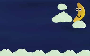 Gece gökyüzünde gülen ay plastik vektör tasarımı gibi