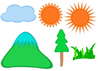 Doğanın güneş ağacı çimen bulutu tasarımı