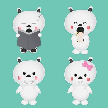 Yeşil arkaplanda Sevimli Ayı eylemi