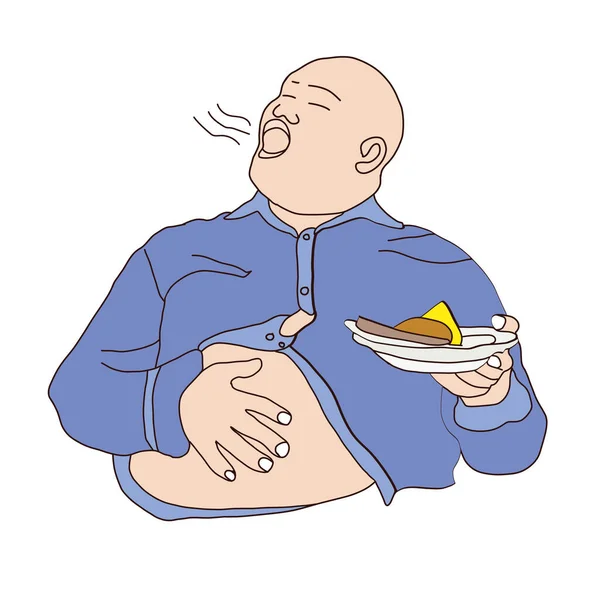 bald man be satisfied after eat snack