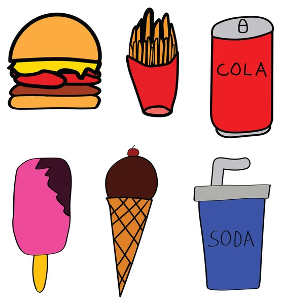 Conjunto Hamburguesa Icono Alimentos Vector Diseño Arte —  Fotos de Stock