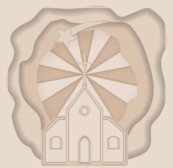 Igreja Céu Estrela Papel Corte Design — Fotografia de Stock