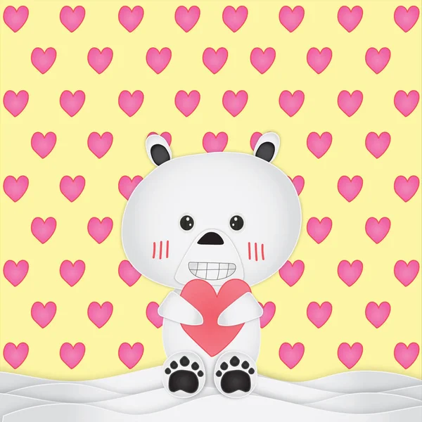 White Bear Smile Heart Concept Love — Stock Photo, Image