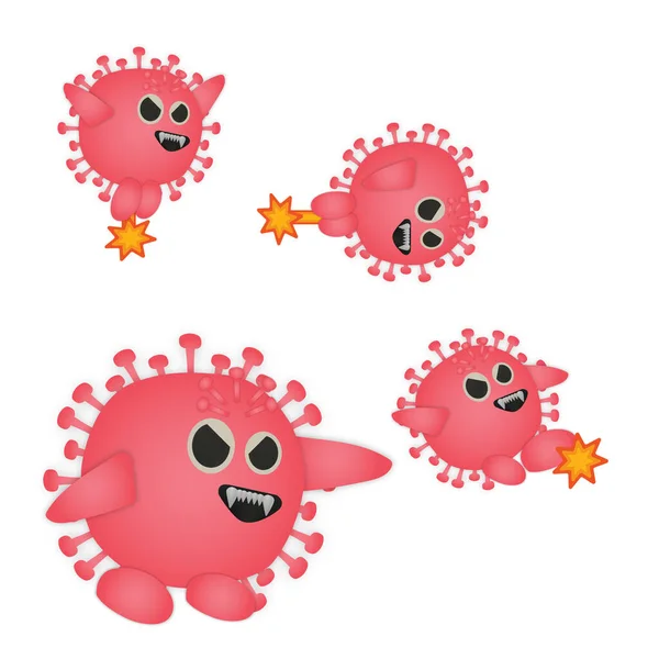 Red Corona Virus Ready Battle Cartoon Art Design — Stock Photo, Image